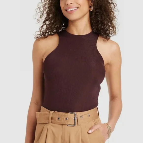 A New Day Ribbed Slim High Neck Tank Top - Picture 1 of 5